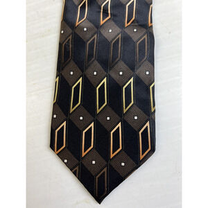 Kilburne And Finch Fine Clothiers Silk Tie 3.5" Black Geometric Business Work